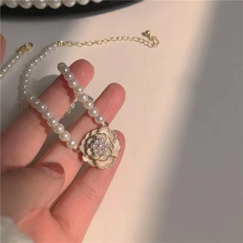 2025 New Women's Pearl Necklace Kpop Gold Color Beads Pendant Necklaces Goth Double Layer Chain Choker for Women Fashion Jewelry