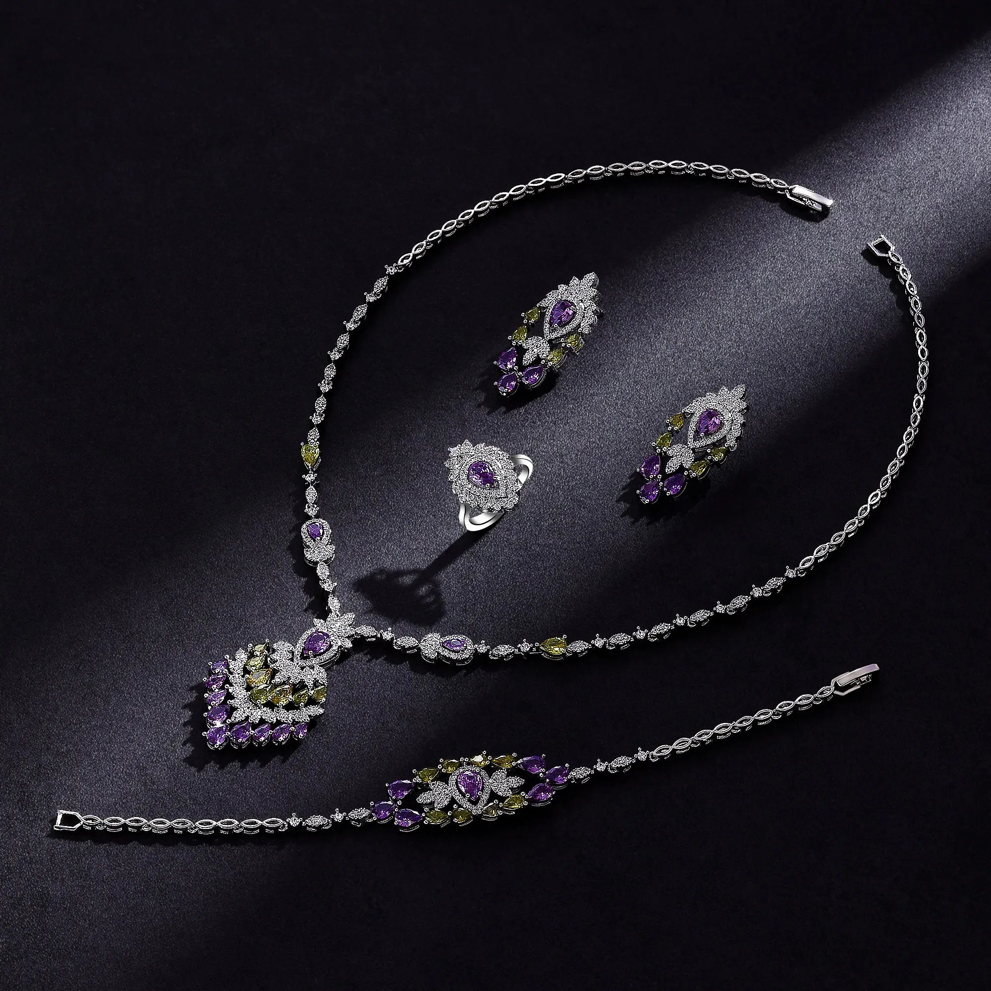 2024 Hot selling 4-piece Bride Wedding Jewelry Set with Cubic Zirconia Dubai Luxury Jewelry Set