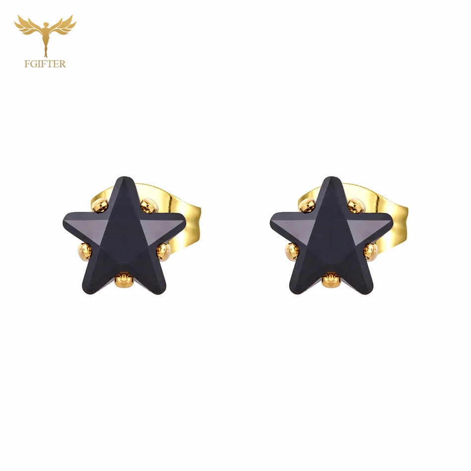 12 Pairs Black Resin Stud Earrings Wholesale Gold Plated Stainless Steel Piercing Jewelry Earrings Set Cheap for Resale ﻿Gifts